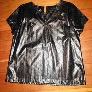 BANANA REPUBLIC Faux Leather Black Eyelet Top.